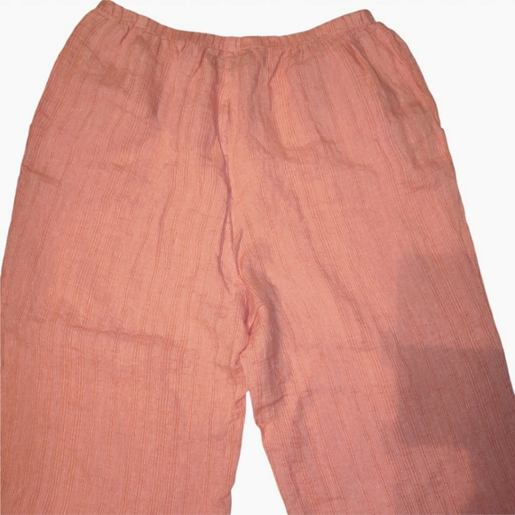 NWT Flax Floods Linen Vintage Elastic Waist High Rise Pull On Wide Leg Pants - Picture 9 of 15
